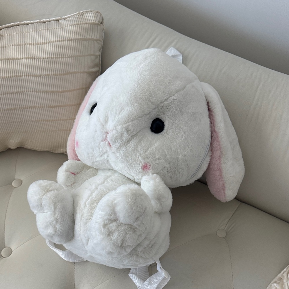 Cute White Bunny Plush Backpack